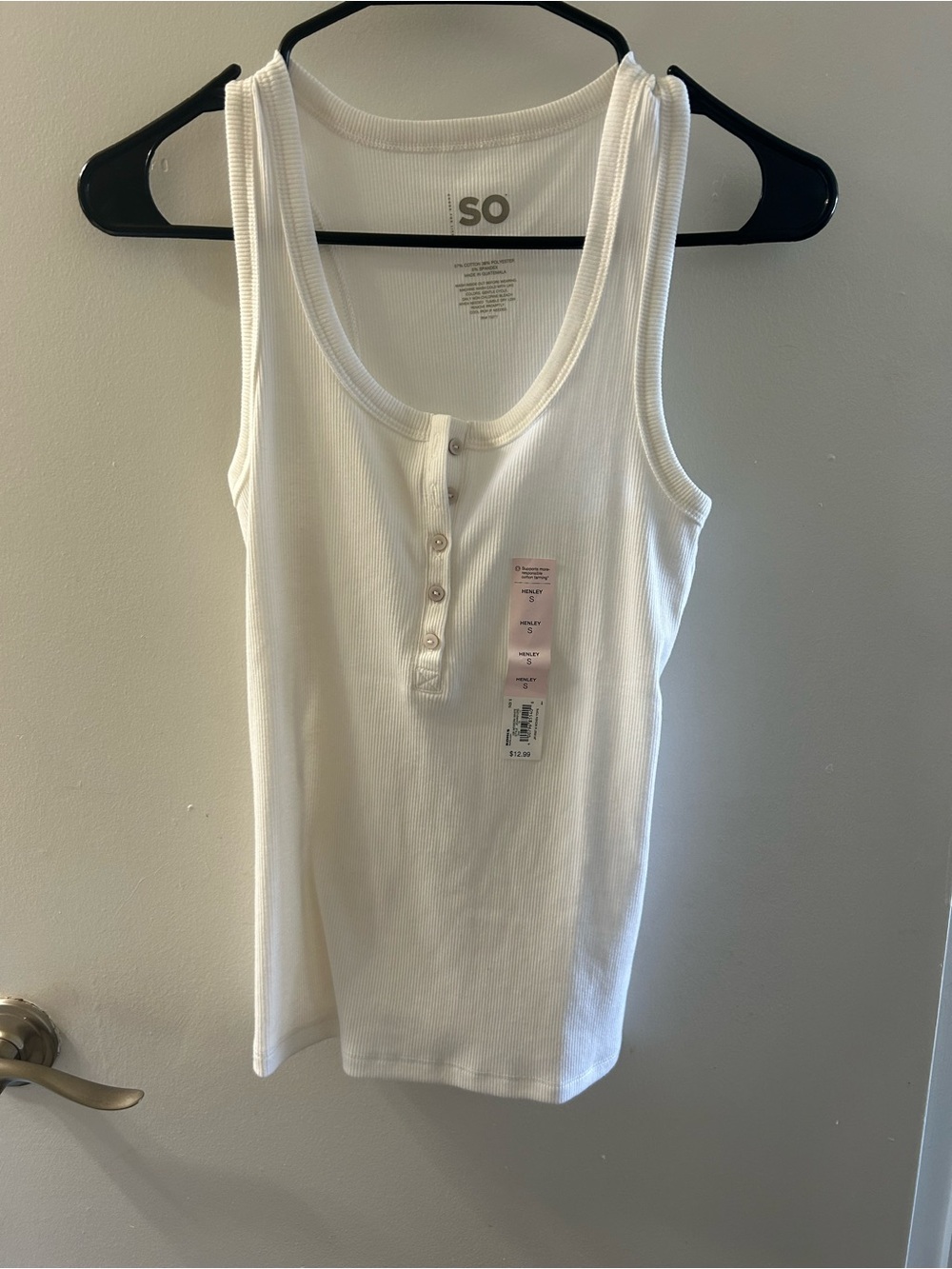 Kohl's SO White Ribbed Button-Front Tank Top